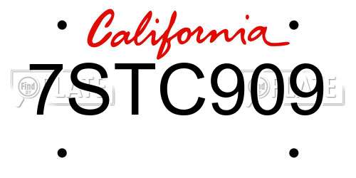 7STC909 California License Plate