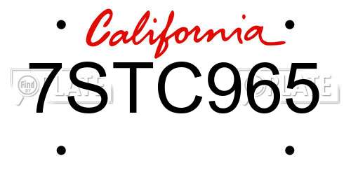 7STC965 California License Plate