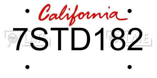 7STD182 California License Plate