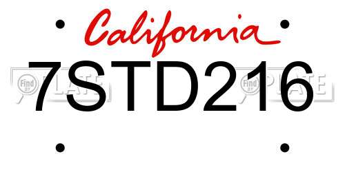 7STD216 California License Plate
