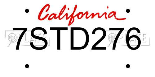 7STD276 California License Plate