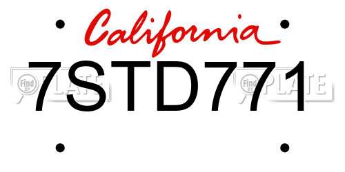 7STD771 California License Plate