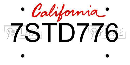7STD776 California License Plate