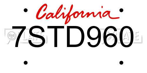 7STD960 California License Plate