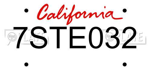 7STE032 California License Plate