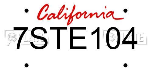 7STE104 California License Plate