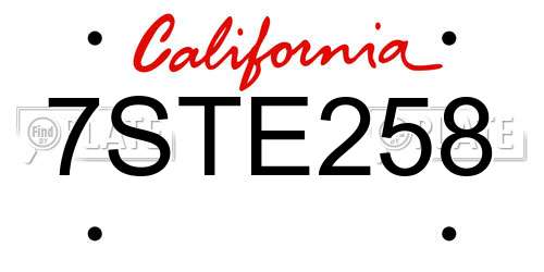 7STE258 California License Plate