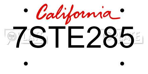 7STE285 California License Plate