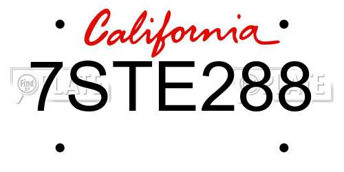 7STE288 California License Plate