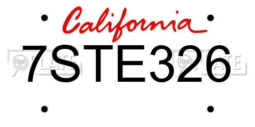7STE326 California License Plate
