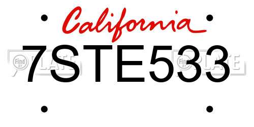 7STE533 California License Plate