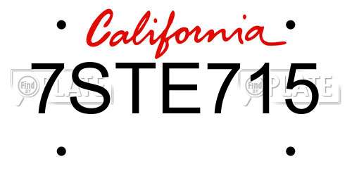 7STE715 California License Plate