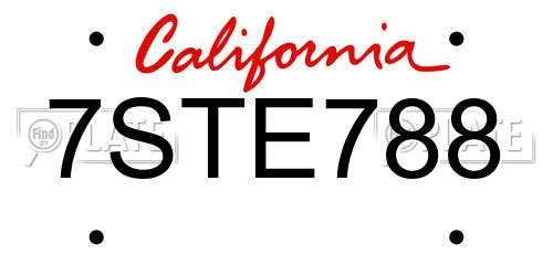 7STE788 California License Plate