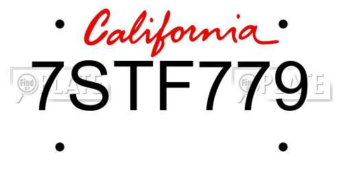 7STF779 California License Plate