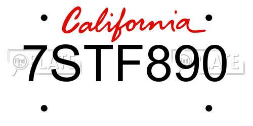 7STF890 California License Plate