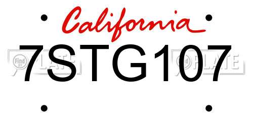 7STG107 California License Plate