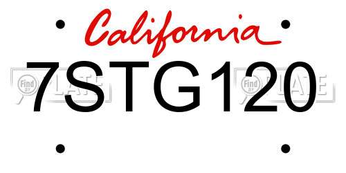 7STG120 California License Plate