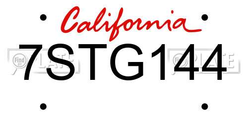 7STG144 California License Plate