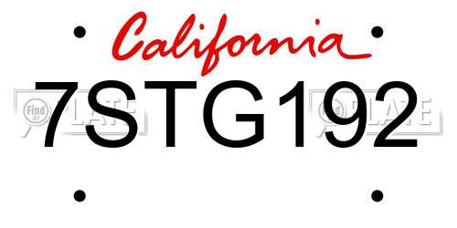 7STG192 California License Plate
