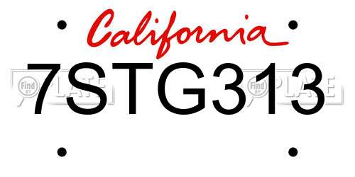7STG313 California License Plate
