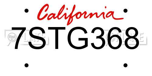 7STG368 California License Plate