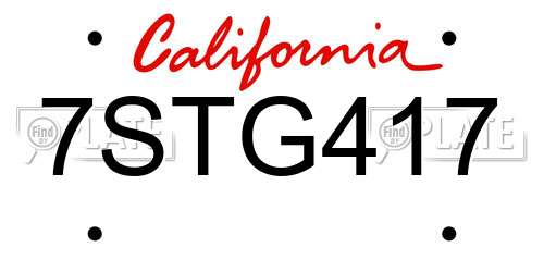 7STG417 California License Plate
