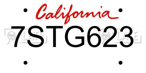 7STG623 California License Plate