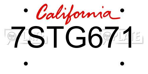 7STG671 California License Plate