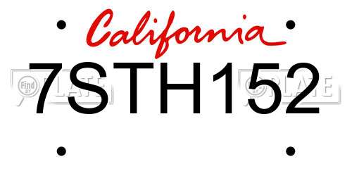7STH152 California License Plate