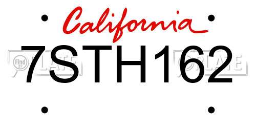 7STH162 California License Plate