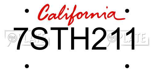 7STH211 California License Plate