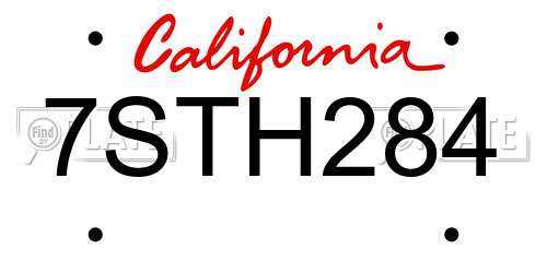 7STH284 California License Plate