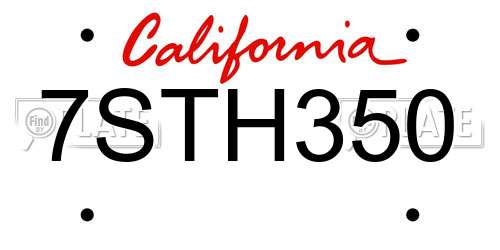 7STH350 California License Plate