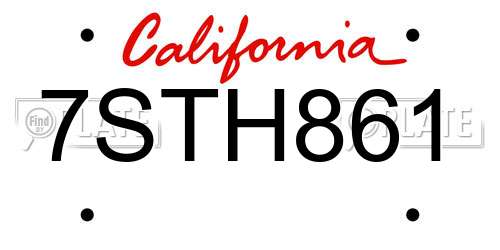 7STH861 California License Plate