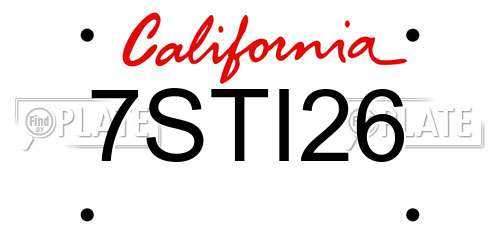 7STI26 California License Plate
