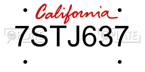 7STJ637 California License Plate