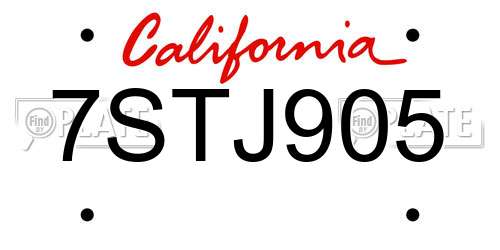 7STJ905 California License Plate