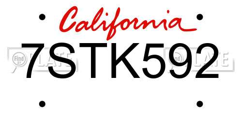 7STK592 California License Plate