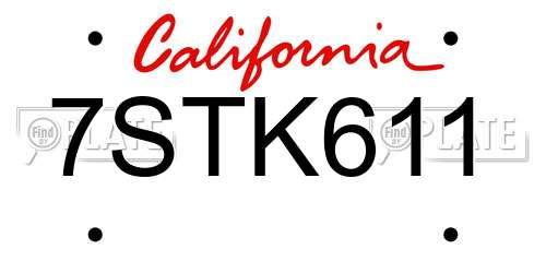 7STK611 California License Plate