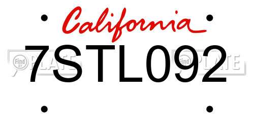 7STL092 California License Plate