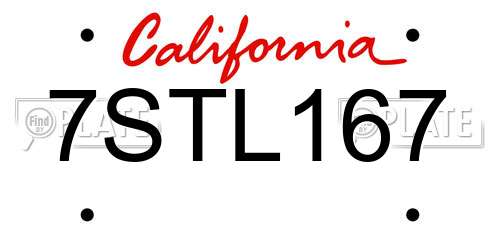 7STL167 California License Plate