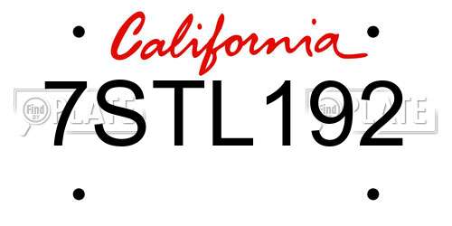 7STL192 California License Plate