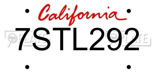 7STL292 California License Plate