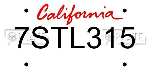 7STL315 California License Plate