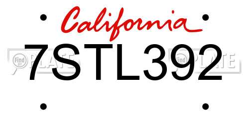 7STL392 California License Plate