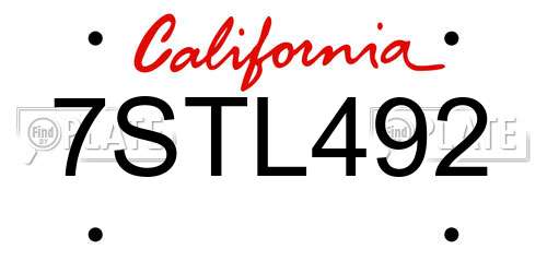 7STL492 California License Plate