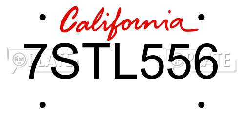 7STL556 California License Plate