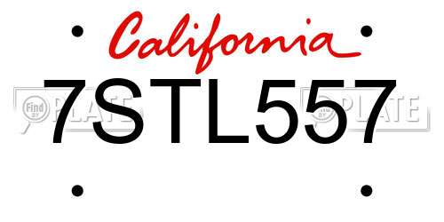 7STL557 California License Plate