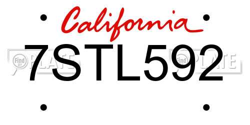 7STL592 California License Plate