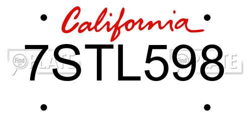 7STL598 California License Plate